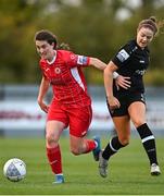 15 October 2022; Lauren Boles of Sligo Rovers in action against Becky Watkins of Wexford Youths during the SSE Airtricity Women's National League match between Wexford Youths and Sligo Rovers at Ferrycarrig Park in Wexford. Photo by Eóin Noonan/Sportsfile