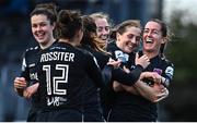 15 October 2022; Kylie Murphy of Wexford Youths, right, celebrates with teammates after scoring her side's third goal during the SSE Airtricity Women's National League match between Wexford Youths and Sligo Rovers at Ferrycarrig Park in Wexford. Photo by Eóin Noonan/Sportsfile