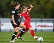 15 October 2022; Gemma McGuiness of Sligo Rovers in action against Becky Watkins of Wexford Youths during the SSE Airtricity Women's National League match between Wexford Youths and Sligo Rovers at Ferrycarrig Park in Wexford. Photo by Eóin Noonan/Sportsfile
