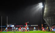 15 October 2022; Edwin Edogbo of Munster takes possession in a lineout during the United Rugby Championship match between Munster and Vodacom Bulls at Thomond Park in Limerick. Photo by Harry Murphy/Sportsfile