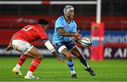 15 October 2022; Lionel Mapoe of Vodacom Bulls in action against Malakai Fekitoa of Munster during the United Rugby Championship match between Munster and Vodacom Bulls at Thomond Park in Limerick. Photo by Brendan Moran/Sportsfile