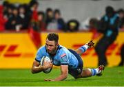 15 October 2022; David Kriel of Vodacom Bulls dives over to score his side's second try during the United Rugby Championship match between Munster and Vodacom Bulls at Thomond Park in Limerick. Photo by Harry Murphy/Sportsfile