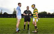 15 October 2022; Referee David Deady with club captains William O’Donoghue of Na Piarsaigh, left, and Eoghan Godfrey of South Liberties before the Limerick County Senior Club Hurling Championship Semi-Final match between Na Piarsaigh and South Liberties at John Fitzgerald Park in Kilmallock, Limerick. Photo by Seb Daly/Sportsfile