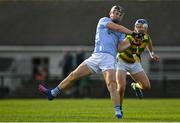 15 October 2022; Kevin Downes of Na Piarsaigh in action against Tom Ryan of South Liberties during the Limerick County Senior Club Hurling Championship Semi-Final match between Na Piarsaigh and South Liberties at John Fitzgerald Park in Kilmallock, Limerick. Photo by Seb Daly/Sportsfile
