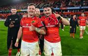 15 October 2022; Munster players Dave Kilcoyne, left, and John Hodnett after the United Rugby Championship match between Munster and Vodacom Bulls at Thomond Park in Limerick. Photo by Brendan Moran/Sportsfile