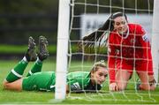 15 October 2022; Wexford Youths goalkeeper Claudia Keenan reacts to conceding a goal during the SSE Airtricity Women's National League match between Wexford Youths and Sligo Rovers at Ferrycarrig Park in Wexford. Photo by Eóin Noonan/Sportsfile