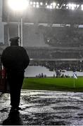 16 October 2022; A member of An Garda Síochána inspects the pitch before the Cork County Senior Club Hurling Championship Final match between Blackrock and St Finbarr's at Páirc Ui Chaoimh in Cork. Photo by Eóin Noonan/Sportsfile