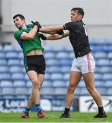 16 October 2022; Mark O'Connor of Dingle, left, tussles with David Clifford of East Kerry during the Kerry County Senior Football Championship semi-final match between East Kerry and Dingle at Austin Stack Park in Tralee, Kerry. Photo by Brendan Moran/Sportsfile