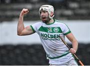 16 October 2022; Joey Cuddihy of Shamrocks Ballyhale celebrates after scoring his side's first goal during the Kilkenny County Senior Hurling Championship Final match between James Stephen's and Shamrocks Ballyhale at UPMC Nowlan Park in Kilkenny. Photo by Piaras Ó Mídheach/Sportsfile