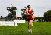 16 October 2022; Niall Murphy of Ennis Track AC, Clare, on his way to finishing second in the junior men's 6000m during the Autumn Open International Cross Country Festival at the Sport Ireland Campus in Dublin. Photo by Sam Barnes/Sportsfile