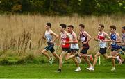 16 October 2022; Darragh McElhinney of UCD AC, Dublin, left, and Dean Casey of Ennis Track AC, Clare, second from left, lead the field whilst competing in the senior men's 7500m during the Autumn Open International Cross Country Festival at the Sport Ireland Campus in Dublin. Photo by Sam Barnes/Sportsfile