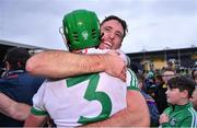16 October 2022; Colin Fennelly, behind, and Joey Holden of Shamrocks Ballyhale celebrate after their side's victory in the Kilkenny County Senior Hurling Championship Final match between James Stephen's and Shamrocks Ballyhale at UPMC Nowlan Park in Kilkenny. Photo by Piaras Ó Mídheach/Sportsfile