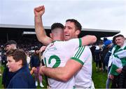 16 October 2022; Colin Fennelly, right, and Eoin Cody of Shamrocks Ballyhale celebrate after their side's victory in the Kilkenny County Senior Hurling Championship Final match between James Stephen's and Shamrocks Ballyhale at UPMC Nowlan Park in Kilkenny. Photo by Piaras Ó Mídheach/Sportsfile