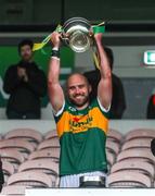 16 October 2022; Clonmel Commercials captain Jamie Peters lifts the O'Dwyer Cup after his side's victory in the Tipperary County Senior Football Championship Final match between Clonmel Commercials and Upperchurch-Drombane at FBD Semple Stadium in Thurles, Tipperary. Photo by Michael P Ryan/Sportsfile