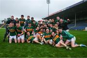 16 October 2022; Clonmel Commercials players celebrate with the O'Dwyer Cup after the Tipperary County Senior Football Championship Final match between Clonmel Commercials and Upperchurch-Drombane at FBD Semple Stadium in Thurles, Tipperary. Photo by Michael P Ryan/Sportsfile