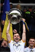 16 October 2022; Ratoath captain Conor McGill lifts the trophy after his side's victory in the Meath County Senior Football Championship Final between Ratoath and Summerhill at Páirc Tailteann in Navan, Meath. Photo by Harry Murphy/Sportsfile