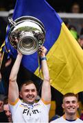 16 October 2022; Ratoath captain Conor McGill lifts the trophy after his side's victory in the Meath County Senior Football Championship Final between Ratoath and Summerhill at Páirc Tailteann in Navan, Meath. Photo by Harry Murphy/Sportsfile
