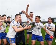 16 October 2022; Conor McGill of Ratoath celebrates with teammates including Conor Rooney, 13, after their side's victory in the Meath County Senior Football Championship Final between Ratoath and Summerhill at Páirc Tailteann in Navan, Meath. Photo by Harry Murphy/Sportsfile