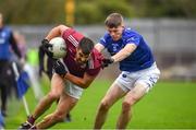 16 October 2022; Drew Wylie of Ballybay in action against Sean Treanor of Scotstown during the Monaghan County Senior Football Championship Final match between Scotstown and Ballybay Pearse Brothers at St Tiernach's Park in Clones, Monaghan. Photo by Philip Fitzpatrick/Sportsfile