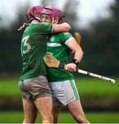 16 October 2022; Paudie O'Brien and Shane O'Brien of Kilmallock, left, celebrate after the Limerick County Senior Hurling Championship Semi-Final match between Kilmallock and Doon at Bruff GAA Club in Bruff, Limerick. Photo by Matt Browne/Sportsfile
