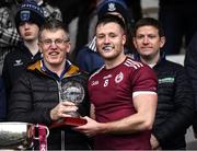 16 October 2022; Gerard Caulfiled presents man of the match award to Dessie Ward of Ballybay during the Monaghan County Senior Football Championship Final match between Scotstown and Ballybay Pearse Brothers at St Tiernach's Park in Clones, Monaghan. Photo by Philip Fitzpatrick/Sportsfile