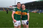 16 October 2022; Clonmel Commercials players Michael Quinlivan, left, and Seamus Kennedy after their side's victory in the Tipperary County Senior Football Championship Final match between Clonmel Commercials and Upperchurch-Drombane at FBD Semple Stadium in Thurles, Tipperary. Photo by Michael P Ryan/Sportsfile