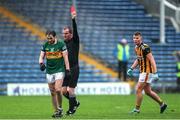 16 October 2022; Ross Peters of Clonmel Commercials is shown a red card by referee Sean Lonergan during the Tipperary County Senior Football Championship Final match between Clonmel Commercials and Upperchurch-Drombane at FBD Semple Stadium in Thurles, Tipperary. Photo by Michael P Ryan/Sportsfile