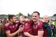 16 October 2022; From left, Drew Wylie, Paul Finlay and Shane McGuinness of Ballybay celebrates during the Monaghan County Senior Football Championship Final match between Scotstown and Ballybay Pearse Brothers at St Tiernach's Park in Clones, Monaghan. Photo by Philip Fitzpatrick/Sportsfile