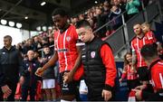 16 October 2022; Sadou Diallo of Derry City before the Extra.ie FAI Cup Semi-Final match between Derry City and Treaty United at the Ryan McBride Brandywell Stadium in Derry. Photo by Ramsey Cardy/Sportsfile