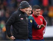 16 October 2022; James Stephen's manager Séamus Dwyer, right, with his selectors Peter Barry, centre, and Brian Cody at half-time during the Kilkenny County Senior Hurling Championship Final match between James Stephen's and Shamrocks Ballyhale at UPMC Nowlan Park in Kilkenny. Photo by Piaras Ó Mídheach/Sportsfile