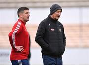 16 October 2022; James Stephen's manager Séamus Dwyer, left, and James Stephen's selector Brian Cody before the Kilkenny County Senior Hurling Championship Final match between James Stephen's and Shamrocks Ballyhale at UPMC Nowlan Park in Kilkenny. Photo by Piaras Ó Mídheach/Sportsfile