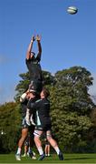 17 October 2022; Ryan Baird in a lineout during a Leinster Rugby squad training session at UCD in Dublin. Photo by Harry Murphy/Sportsfile