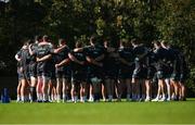 17 October 2022; Leinster players huddle during a Leinster Rugby squad training session at UCD in Dublin. Photo by Harry Murphy/Sportsfile