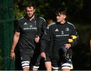17 October 2022; Jason Jenkins and Brian Deeny during a Leinster Rugby squad training session at UCD in Dublin. Photo by Harry Murphy/Sportsfile