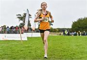 16 October 2022; Kate O'Donovan of Leevale AC, Cork, on her way to winning the u15 girls 4x1000m event at the Inter-Club Cross Country Relays 2022 during the Autumn International Cross Country Festival 2022 at the Sport Ireland Campus in Dublin. Photo by Sam Barnes/Sportsfile
