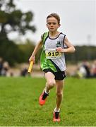 16 October 2022; Daniel Gallagher of Moy Valley AC, on his way to winning the u11 boys 4x500m at the Inter-Club Cross Country Relays 2022 during the Autumn International Cross Country Festival 2022 at the Sport Ireland Campus in Dublin. Photo by Sam Barnes/Sportsfile
