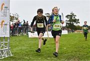 16 October 2022; Athletes competing in the u11 boys 4x500m event at the Inter-Club Cross Country Relays 2022 during the Autumn International Cross Country Festival 2022 at the Sport Ireland Campus in Dublin. Photo by Sam Barnes/Sportsfile