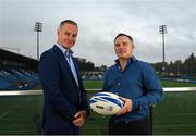 19 October 2022; In attendance at the announcement of DigitalWell as the Official Communications and Secure Collaboration partner of Leinster rugby at the Old Wesley RFC in Dublin is Leinster Rugby Head of Commercial and Marketing Kevin Quinn and DigitalWell CEO Ross Murray. Photo by Harry Murphy/Sportsfile