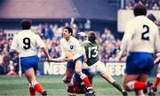 19 February 1983; Serge Blanco of France is tackled by David Irwin of Ireland during the Five Nations Rugby Championship match between Ireland and France at Lansdowne Road in Dublin. Photo by Ray McManus/Sportsfile