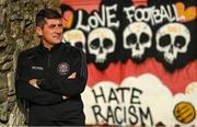 20 October 2022; Manager Declan Devine stands for a portrait during a Bohemians media conference at Dalymount Park in Dublin. Photo by Eóin Noonan/Sportsfile