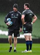 21 October 2022; Head coach Leo Cullen, left, and James Ryan during a Leinster Rugby captain's run at the Aviva Stadium in Dublin. Photo by Harry Murphy/Sportsfile