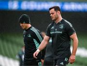 21 October 2022; James Ryan, right, and Jonathan Sexton during a Leinster Rugby captain's run at the Aviva Stadium in Dublin. Photo by Harry Murphy/Sportsfile
