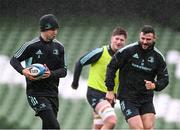 21 October 2022; Jonathan Sexton, left, and Robbie Henshaw during a Leinster Rugby captain's run at the Aviva Stadium in Dublin. Photo by Harry Murphy/Sportsfile
