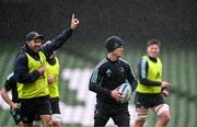 21 October 2022; Jonathan Sexton, centre, and backs coach Andrew Goodman during a Leinster Rugby captain's run at the Aviva Stadium in Dublin. Photo by Harry Murphy/Sportsfile