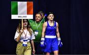 21 October 2022; Michaela Walsh of Ireland before her featherweight 57kg semi-final bout against Irma Testa of Italy during the EUBC Women's European Boxing Championships 2022 at Budva Sports Centre in Budva, Montenegro. Photo by Ben McShane/Sportsfile