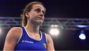 21 October 2022; Michaela Walsh of Ireland after being defeated by Irma Testa of Italy in their featherweight 57kg semi-final bout during the EUBC Women's European Boxing Championships 2022 at Budva Sports Centre in Budva, Montenegro. Photo by Ben McShane/Sportsfile
