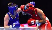 21 October 2022; Christina Desmond of Ireland, left, in action against Melissa Gemini of Italy in their light middleweight 70kg semi-final bout during the EUBC Women's European Boxing Championships 2022 at Budva Sports Centre in Budva, Montenegro. Photo by Ben McShane/Sportsfile