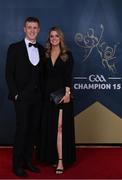 21 October 2022; Kildare hurler Brian Byrne and Shauna Comerford upon arrival ahead of the GAA Champion 15 Awards at Croke Park in Dublin. Photo by Harry Murphy/Sportsfile