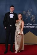 21 October 2022; Louth hurler Darren Geoghegan and Natasha Guest upon arrival ahead of the GAA Champion 15 Awards at Croke Park in Dublin. Photo by Harry Murphy/Sportsfile