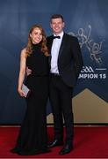 21 October 2022; Westmeath footballer John Heslin with his wife Caoimhe upon arrival ahead of the GAA Champion 15 Awards at Croke Park in Dublin. Photo by Harry Murphy/Sportsfile
